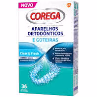 COREGA APARELHOS ORTODONTICOS E GOTEIRAS PASTILHAS LIMPEZA  36UNID